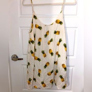 White Pineapple Print Mini Sundress